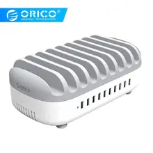 ORICO 10 портов 120 Вт 10 портов, док-станция питания 5V2. 4A, зарядная станция с держателем для телефона, планшета, ПК, для домашнего использования
