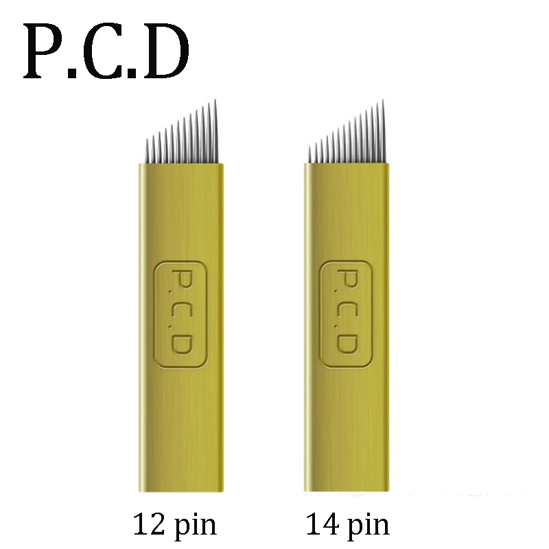

20 pcs PCD 12 Pin 14 needles Permanent Makeup Eyebrow Tatoo Blade Microblading Needles For 3D Embroidery Manual Tattoo Pen Ma