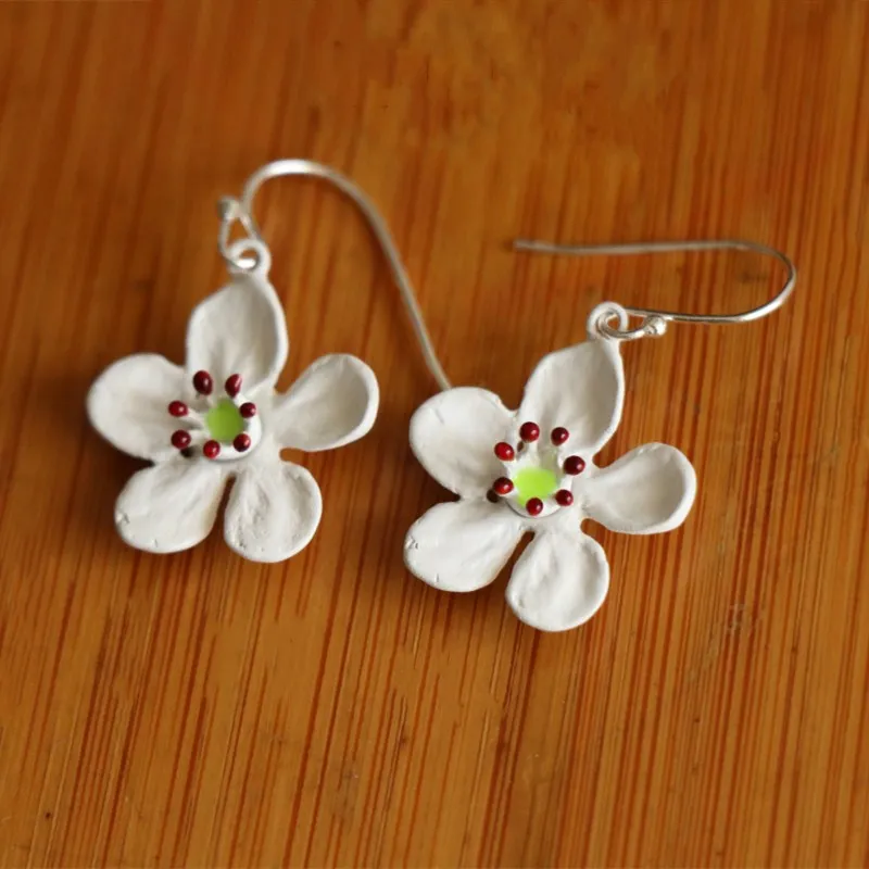 Супер Роскошный белый жемчуг цветок ожерелье браслет наборы - Окраска металла: earrings