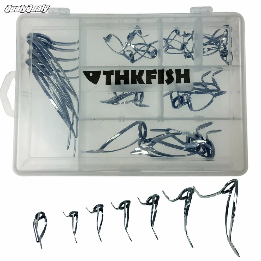 QualyQualy 35Pcs Fishing Rod Guides Tip Tops Repair Kit Sea Heavy Duty