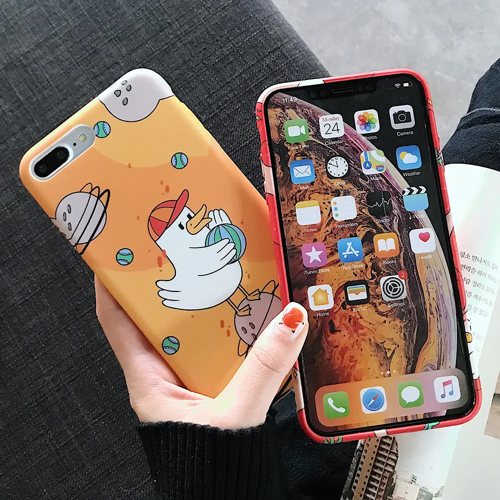 KIPX1123_2_JONSNOW Solid Liquid Soft Silicone Case For iPhone X XR XS Max 6 6S 7 8 Plus Cases Painted Cartoon Chick Cat Pattern TPU Cover