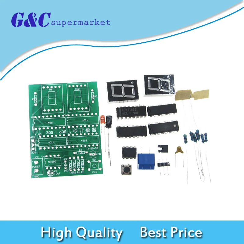 

2-Digit 30-60S Counter Timer Simple Stopwatch Digital Electronic DIY Kits