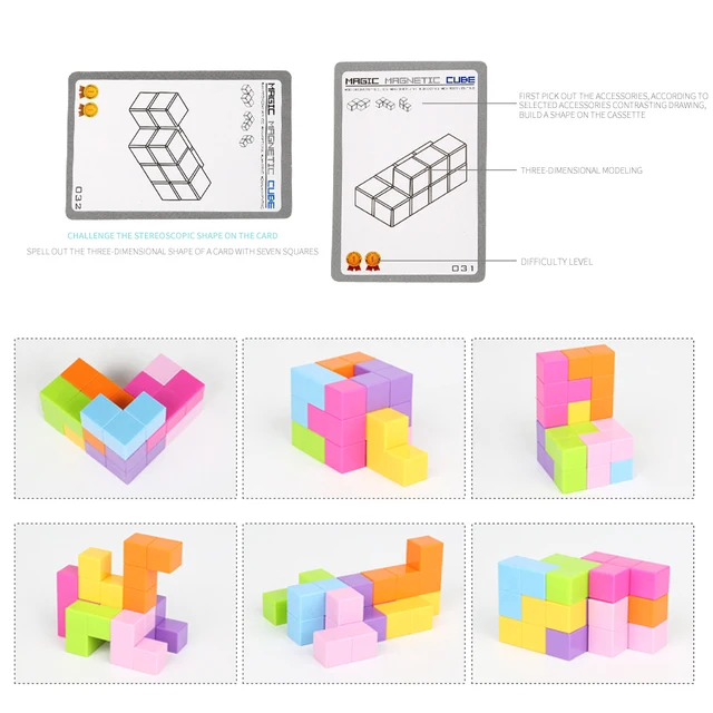 HUIQIBAO TOYS Magnetic Magic Cube Building Blocks Antistress Cubo Educational Learning 3D Puzzle Toys For Children Color Random 3