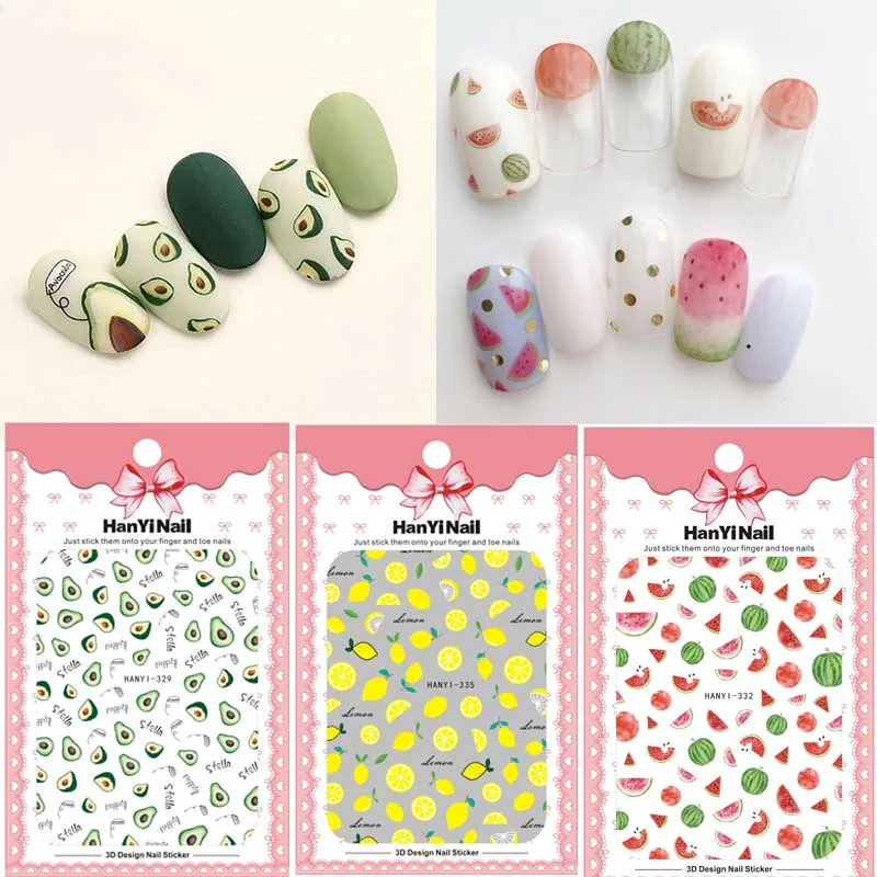 

1pcs Summer Fruit 3D Nail Art Transfer Sticker Watermelon Lemon/Avocado/Strawberry Pattern Nail Decal Manicure Nail Decoration