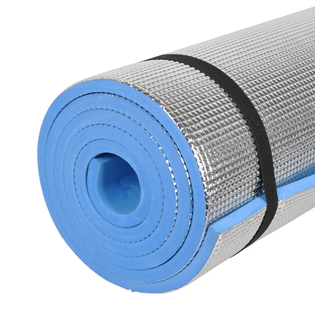 Портативный влагостойкий коврик для йоги для кемпинга с фольгой (синий)