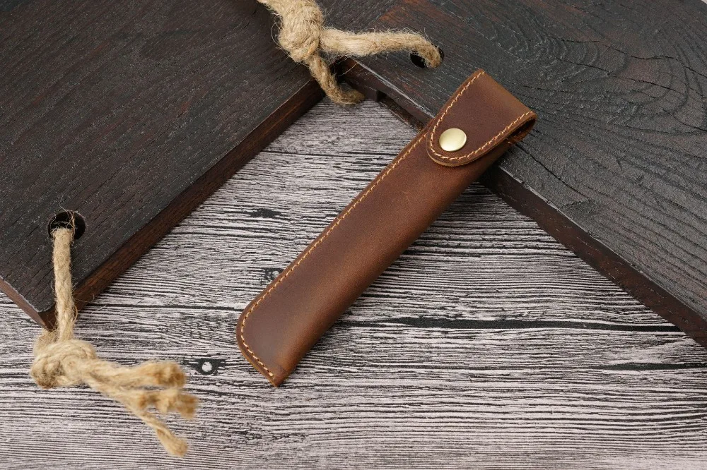 Personality Leather Retro Pencil Case 17*3.8 cm Cowhide Pen Holder for One Pen Joy Corner