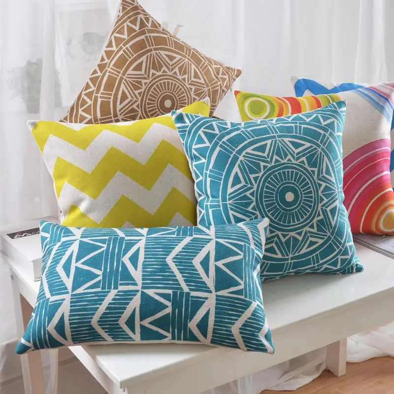 

Abstract geometric pillow Floral Stripe cushion Linen pillowcase throw pillow home decorative sofa cushions