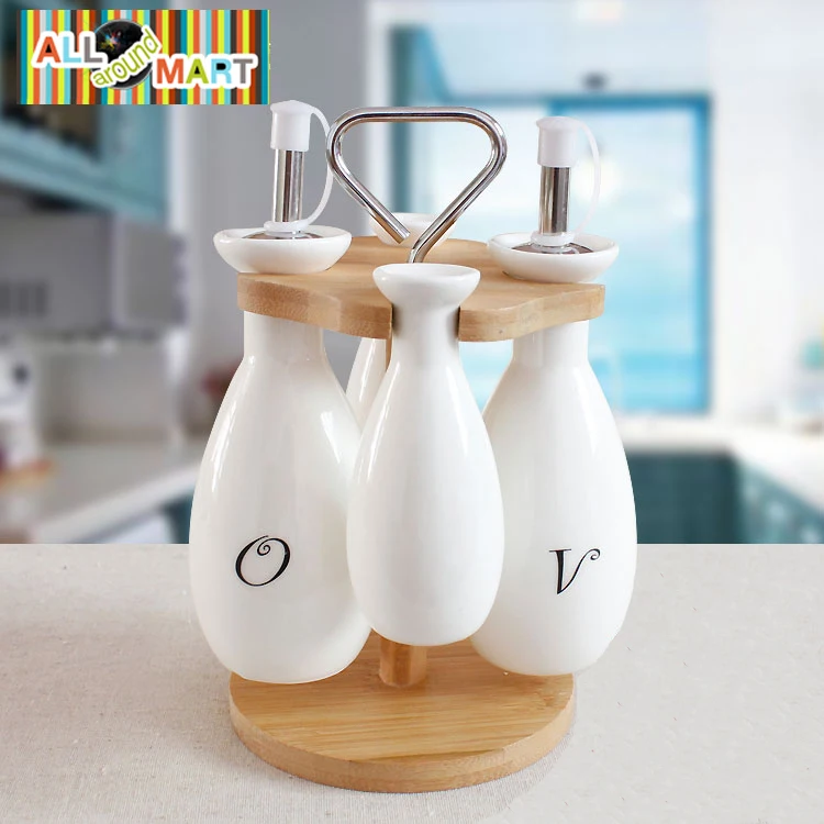 5 Pc Vintage White Ceramic Oil And Vinegar Condiment Cruet Set 5 Pc Vintage White Ceramic Oil And Vinegar Condiment Cruet Set Dispensers Bottles With Wooden Holder Free Shipping In Dinnerware Sets From Home Garden