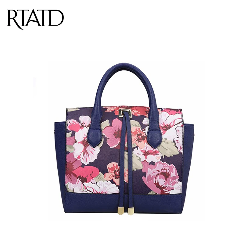

New 2016 Designer Oil Painting Tote Bag Women Floral Luxury Vintage Crossbody Bag PU Leather Handbags Ladies Shoulder Bags pc097