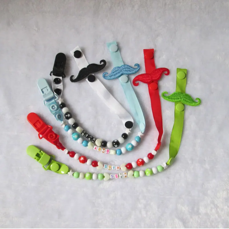 

Round Pacifier Clips for Nipples Sucette Mustache Baby Dummy Chain for Baby Pacifier Soother Chain Mustache Pacifier Clips