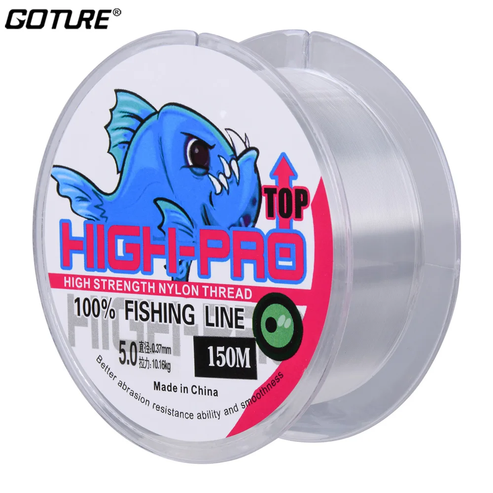 Goture HIGH PRO 150M Nylon Fishing Line 9 22LB TRANSPARENT Monofilament