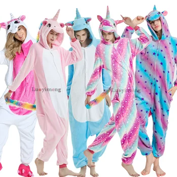 

Adults Kigurumi Pajamas Onesie Animal Unicorn Sleepwear Costume Winter Anime Hooded Pyjama For Women Sleepers Flannel Jumpsuit