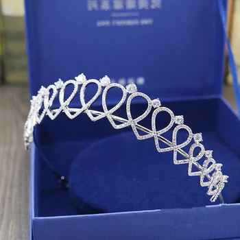

Paved Zircon Crown Full Cubic Zirconia Tiara Heart CZ Tiaras Vintage Bridal Diadem Wedding Hair Accessories Coroa Noiva WIGO1169