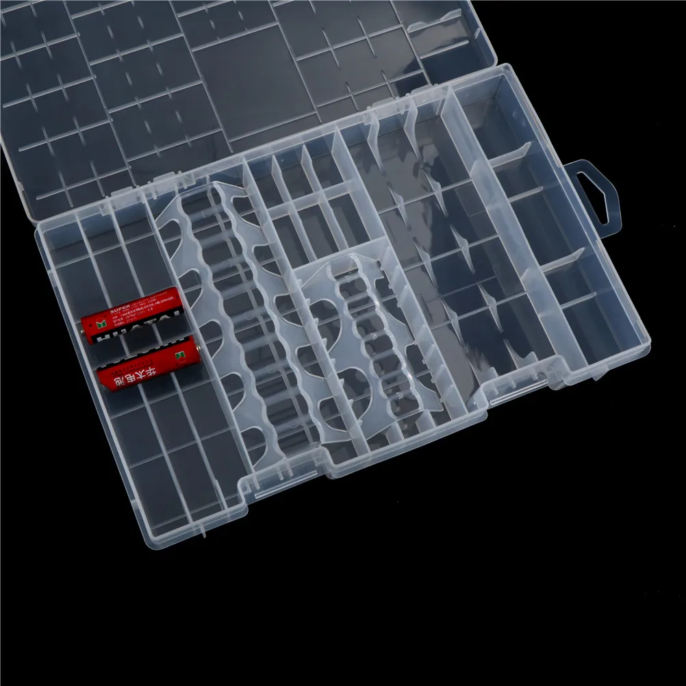 27.5*17*3.6CM Transparent Plastic Storage Box AAA/AA/C/D/9V Hard Plastic Battery Case Holder Storage Box Battery Container