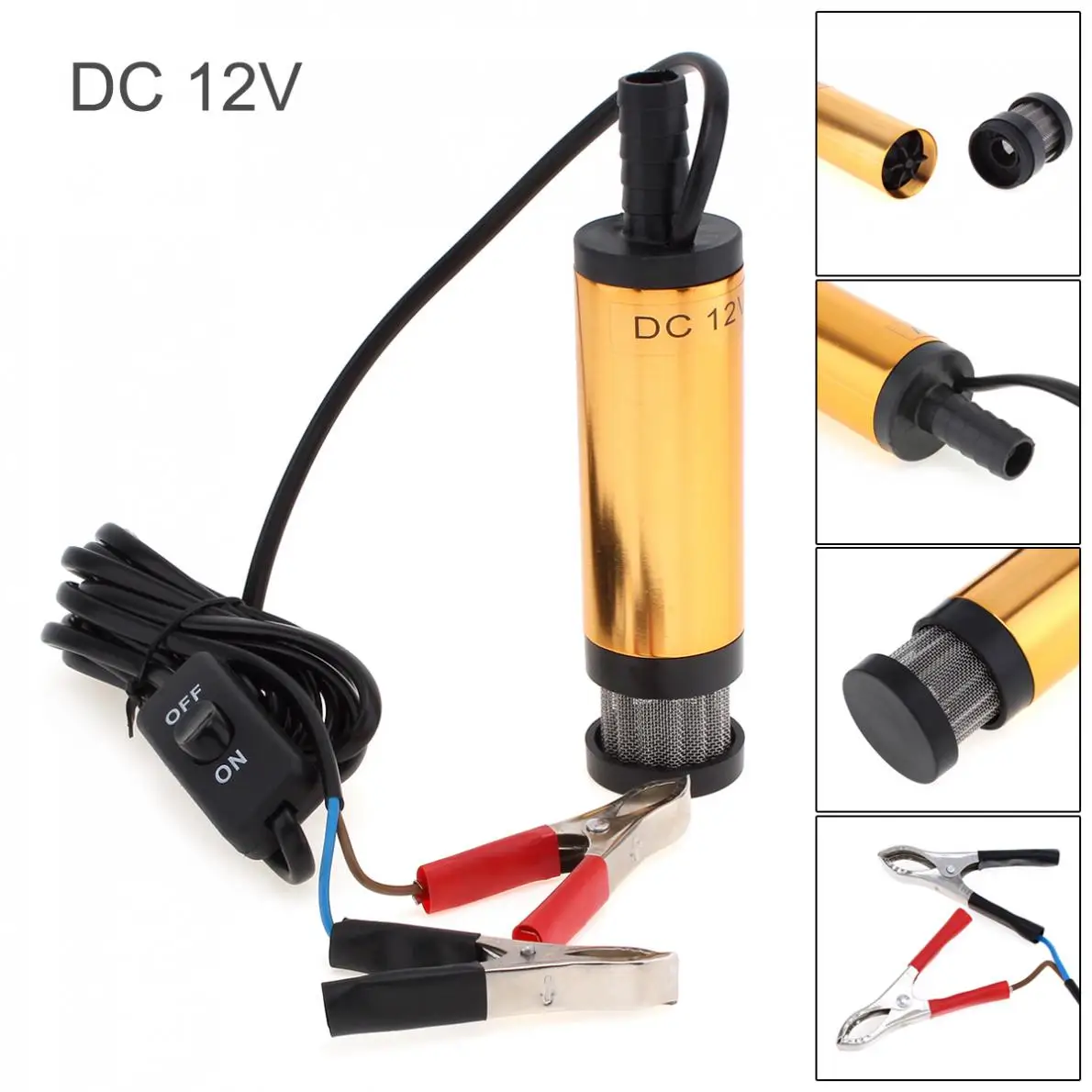 Aluminum Alloy Car Electric Submersible Pump DC 12V Fuel Water Oil Transfer with 2 Alligator Clips | Автомобили и мотоциклы