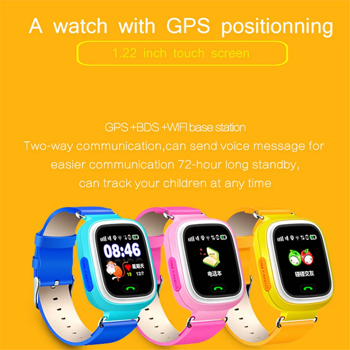 

OGEDA Child Smart Watch GPS SOS Phone Gift For Kids Waterproof Bluetooth Answer/Dial Call 1.22inch Color Touch Screen WIFI Q90