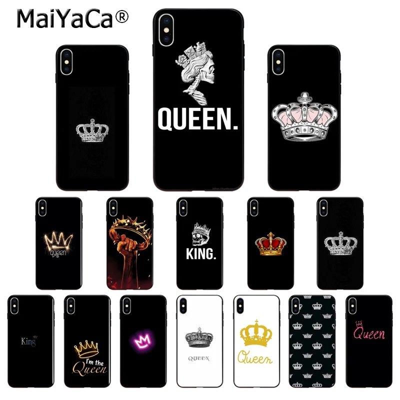 

MaiYaCa Crown King Queen High Quality Phone Case for iPhone X XS MAX 6 6S 7 7plus 8 8Plus 5 5S XR Cover