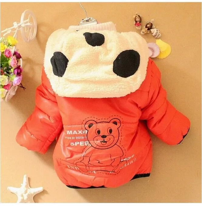 Новая куртка для маленьких мальчиков с рисунком медведя детская зимняя теплая хлопковая толстовка с капюшоном детская повседневная верхняя одежда