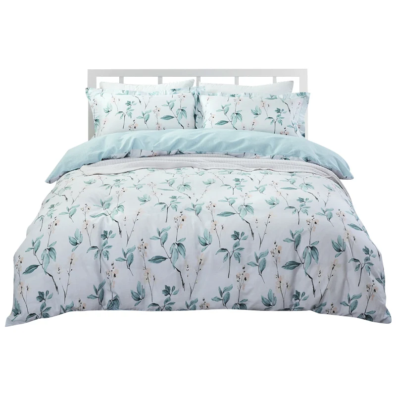 

100% Cotton New 2019 Fashion Four Piece Sets Quilt Sheets Pillowcase Breathable Plant Pattern Not Easy Pilling Four Piece Sets