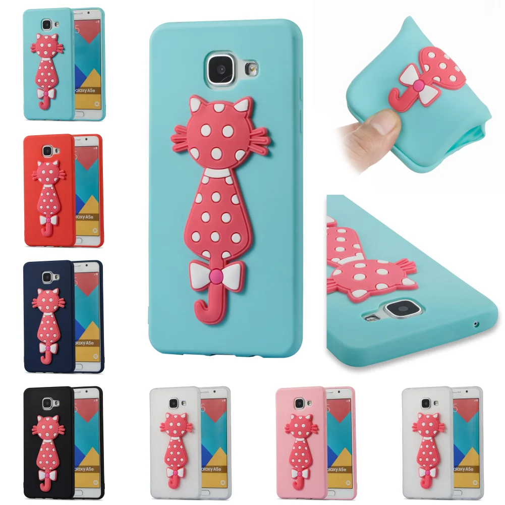 Soft Silicone 3D Cat Lovely Cartoon TPU Bag Case Cover Cove Shell Phone Cell For Samsung Sansung Samsug Samsu Galaxy A5 2016 |