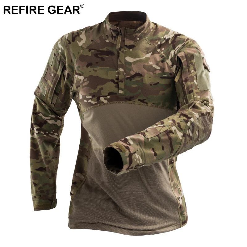 Мужская тактическая камуфляжная футболка Refire Gear быстросохнущая уличная с