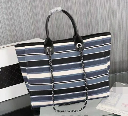 Темно-синяя парусиновая сумка для покупок, пляжная сумка на цепочке, большая Холщовая Сумка - Цвет: Синий
