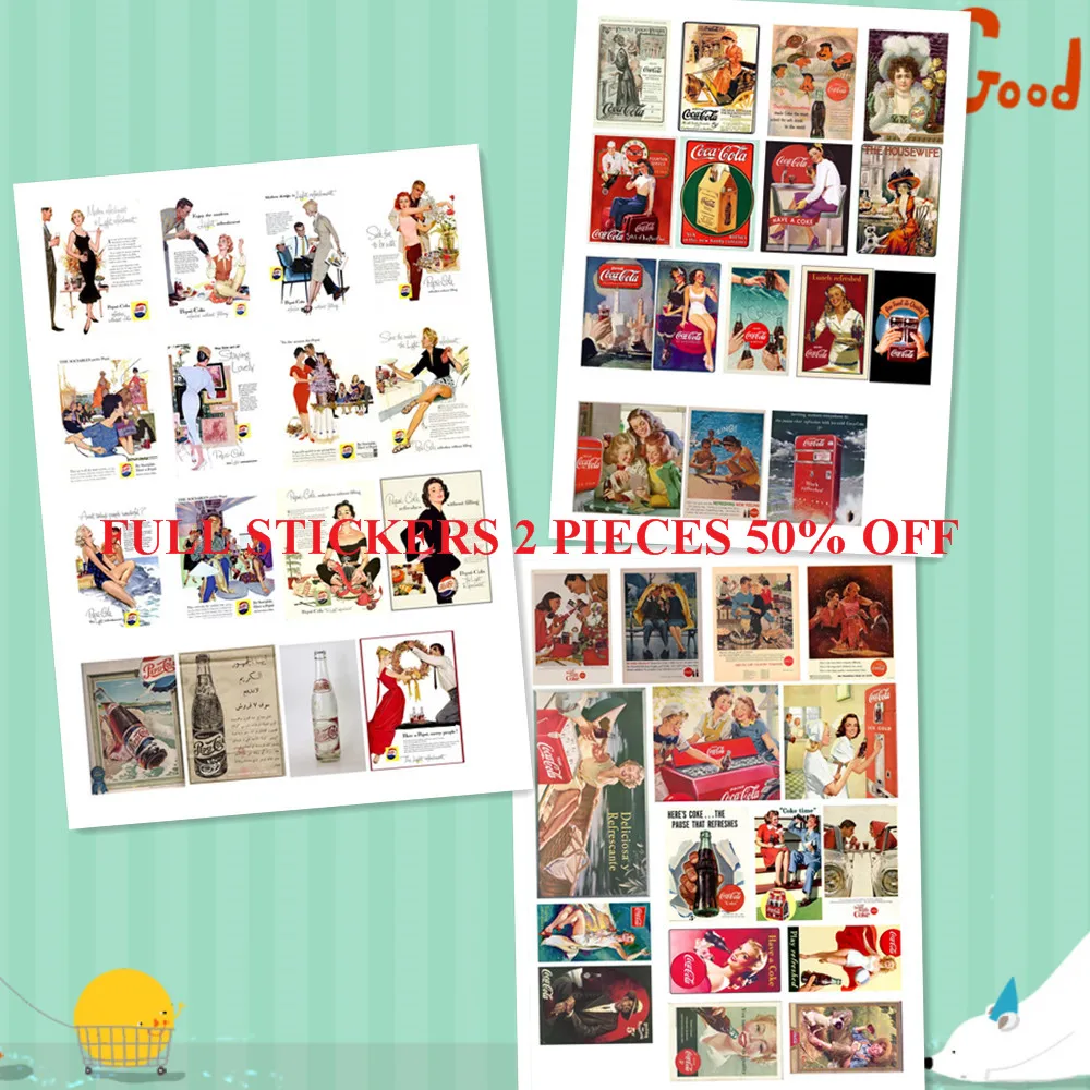 

Coca-Cola Classic Advertising Stickers without cutting Decoration DIY Ablum Diary Scrapbooking Gift For Children