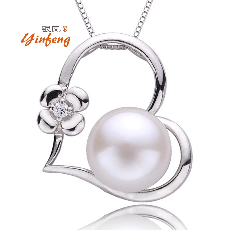 

[MeiBaPJ]Lowest Price Personality Love Heart Pendant Necklace Mosaic AAA Zircon Jewelry Real Freshwater Pearl Charm Accessaries