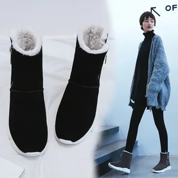 

MLJUESE 2018 women ankle boots cow Suede gray color high heels winter warm wool wedges ankle boots female boots snow boots