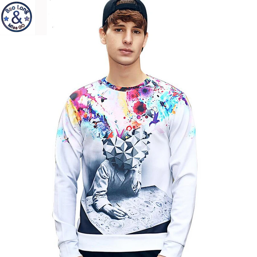 

Mr.BaoLong brand Hip hop men 3D personality Painters printed sweatshirts mens skateboard pullover hoodies men hot sale DW2