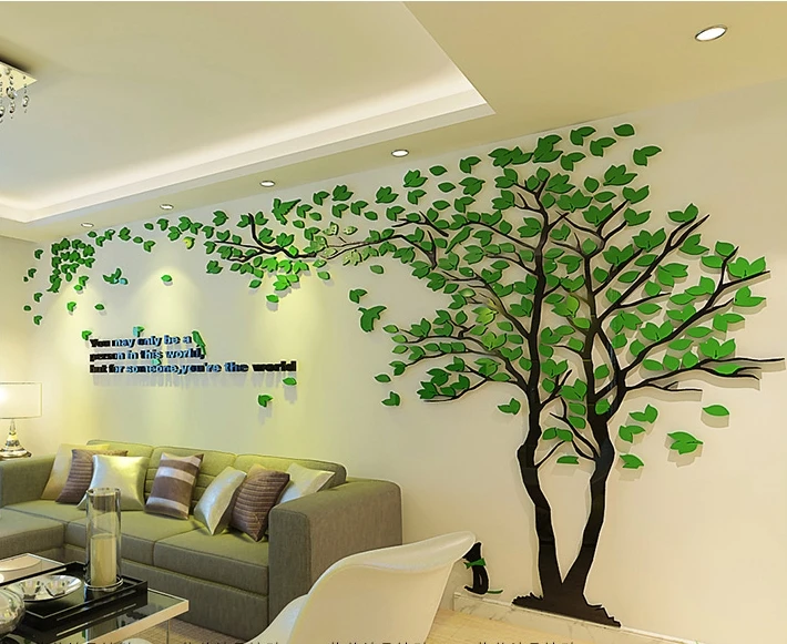 送料無料クリエイティブ3 dツリーアクリル壁のステッカー居間ソファテレビ設定壁のインテリア装飾acrylic wallacrylic