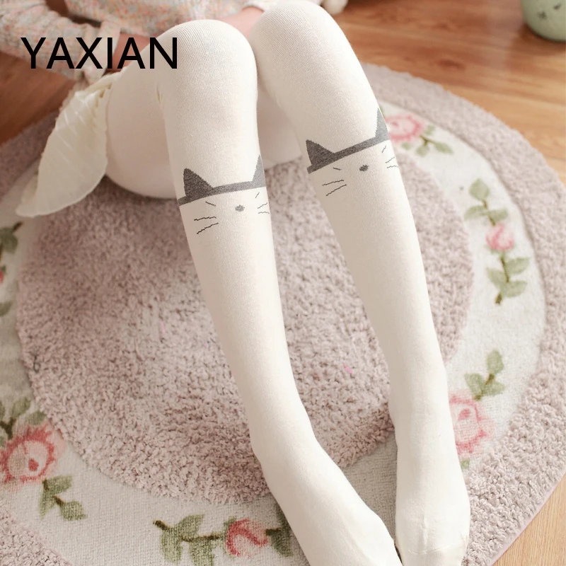 YAXIAN теплые колготки kawaii cat корейские чулки 2018 новые женские зимние осенние Лолита