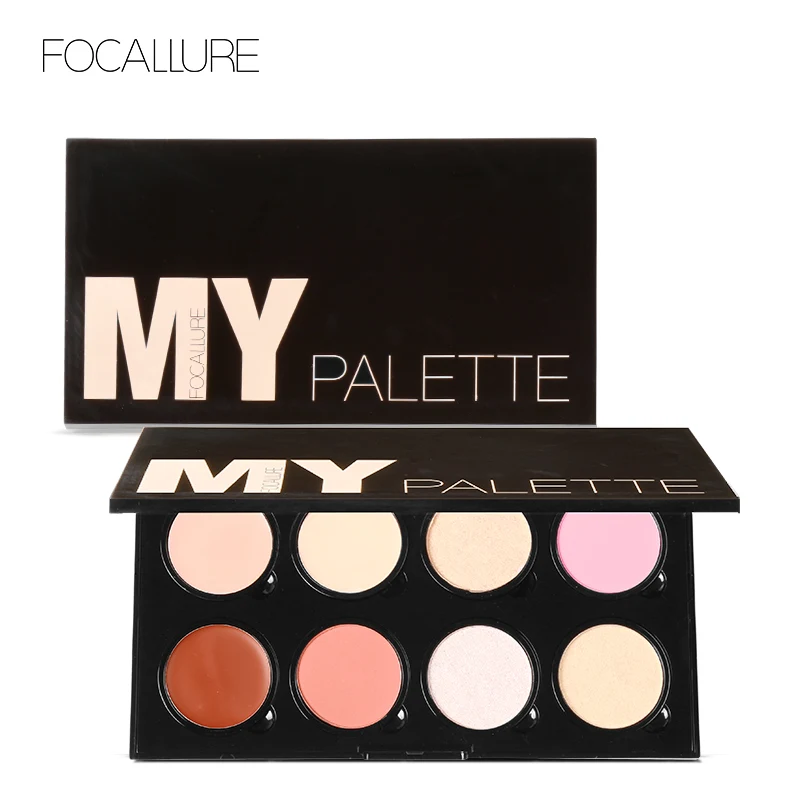 Special Price of  FOCALLURE Big 8 Colors DIY Design Face Bronzer Pressed Blush Paltter with Highlither Face Powder Br