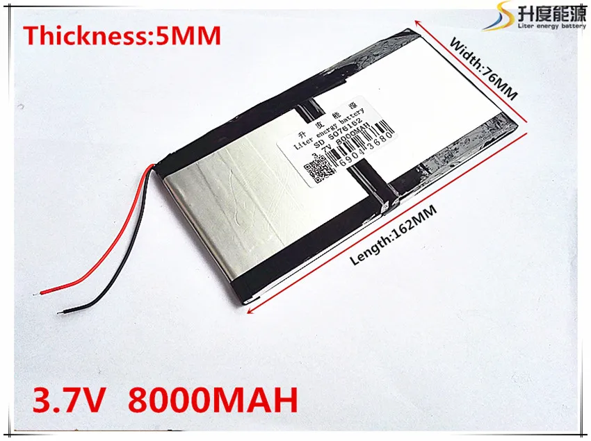 Billig Freies verschiffen 5076162 3,7 V 8000 mAh Li Ion akku für PIPO M9 RK3188 Quad Core, M9, M99pro, m9Pro 3G Tablet PC 5,0*76*162mm