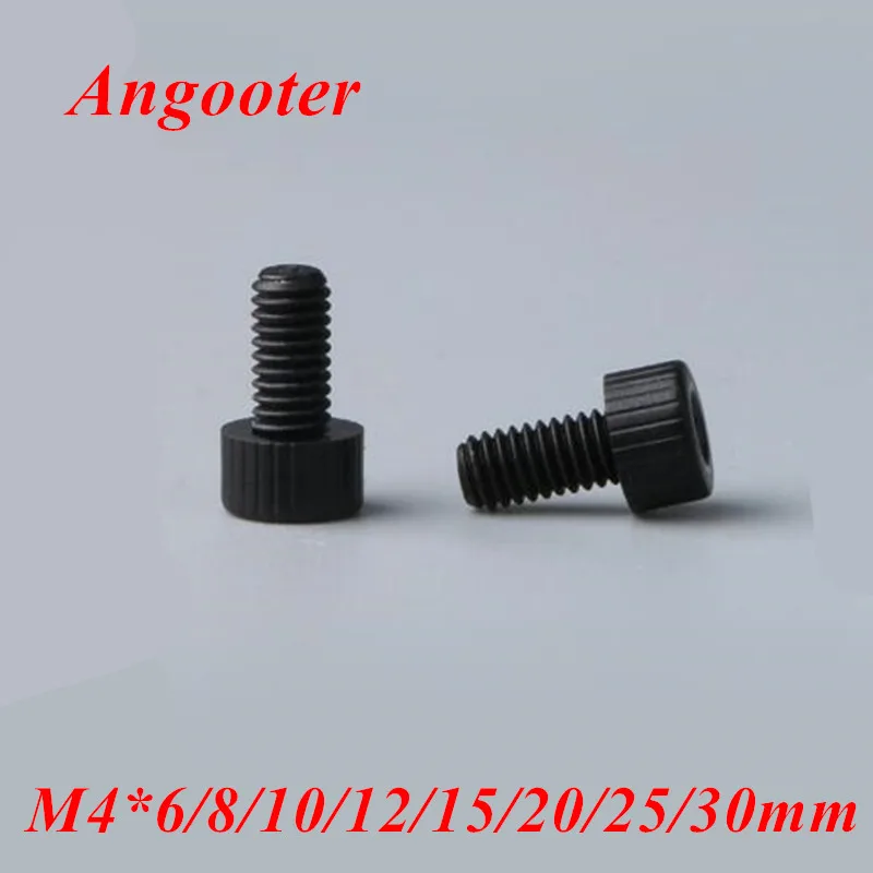 Slotted Thumb Screw 100pcs Black Nylon Plastic M4 x 12mm Thumb Screws Knurled