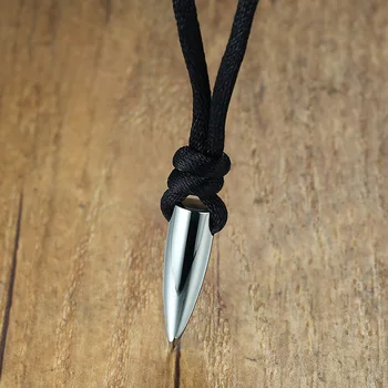 

Men's Stainless Steel Gun Bullet Pendant Necklace for Men Biker Hip-hop Male Jewelry for Him with 24 inch Rope Chain