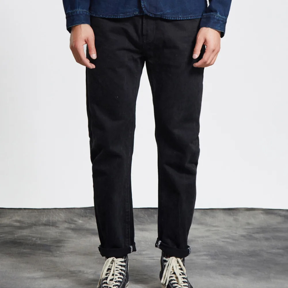 

2017 Winter 14.5 oz Heavy Black Denim Jeans New Indigo Dyeing Cotton Levy Jeans Men High Quality Robin Bermudas Jean Masculina