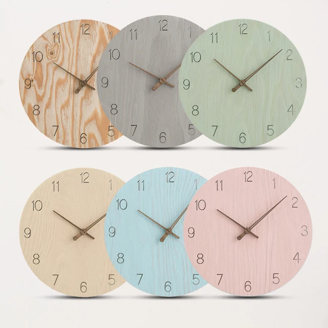 Wood Wall Clock Simple Modern Design Bamboo Clocks Bedroom Pastoral