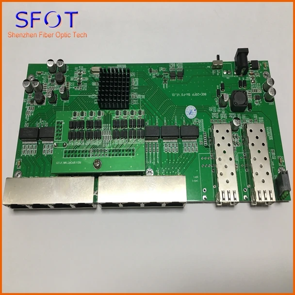 

POE reverse Switch board without management, 2 Port SFP + 8 PortS GE Rj45 Operational PD switch, with VLAN on/off button