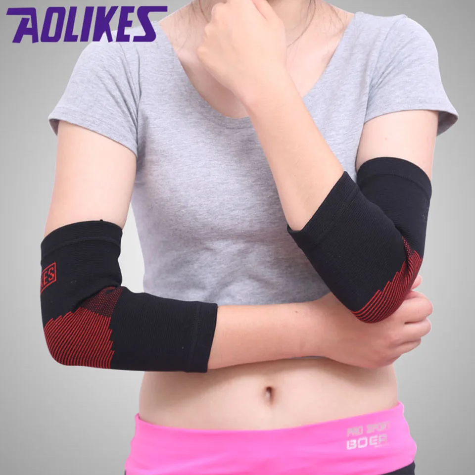 Aolikes 1 قطع مطاطا الكوع دعم النايلون آلام المفاصل التهاب اللقيمة هدفين الصالة الرياضية كرة التنس الكوع حماة