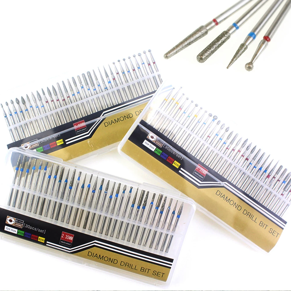

30pcs/set Diamond Rotary Electric Nail Drill Set Milling Cutter for Manicure Machine Burr Nail File Mills Cutter Art Accessories