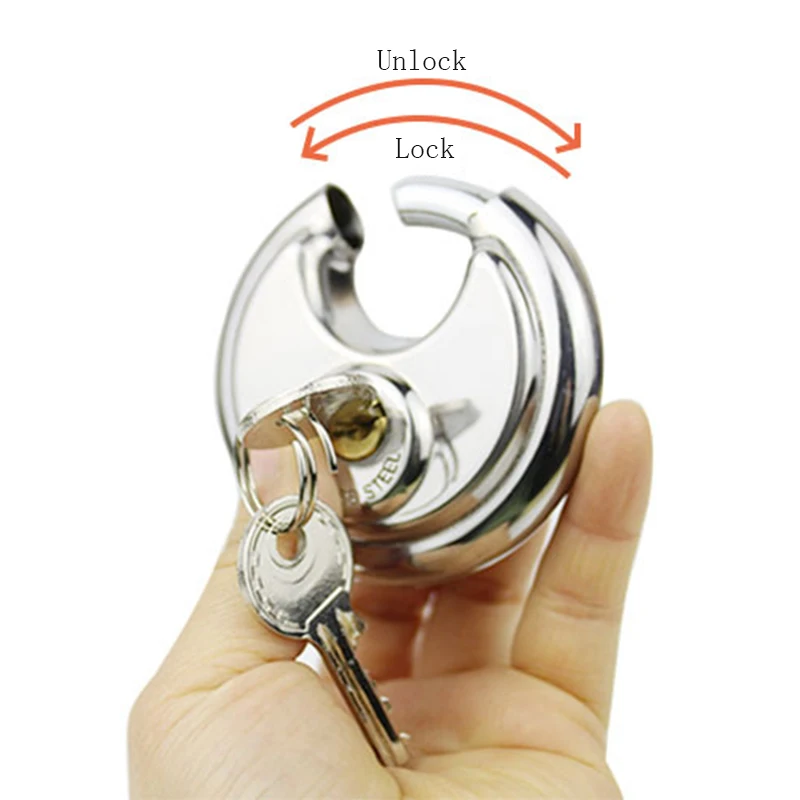 1pc 70mm Portable High Quality Stainless Steel Round Lock Anti-theft Lock Warehouse Door Chain Bicycle Security Lock