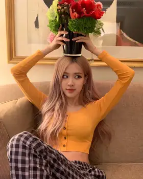 

Blackpink ROSE Same Fresh sweet Short long sleeve hoodies women streetwear clothes kpop korean girls kawaii knitting sweatshirts