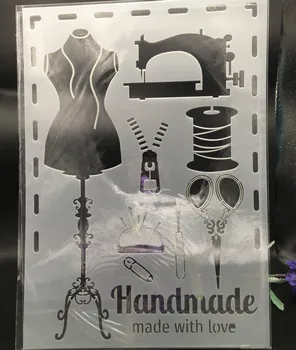 

29*21cm A4 Clothes Sew Machine DIY Layering Stencils Wall Painting Scrapbook Coloring Embossing Album Decorative Card Template
