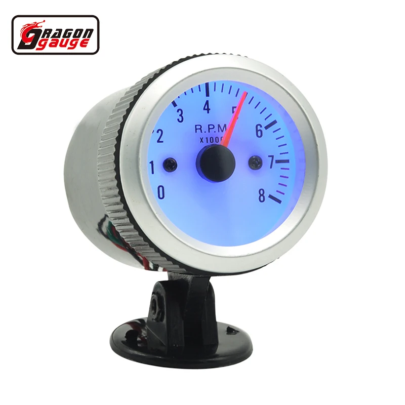 

Dragon gauge 52mm Auto Car Tachometer Counter Gauge Meter Indicator Blue LED backlight 0-8000 RPM + pods free shipping