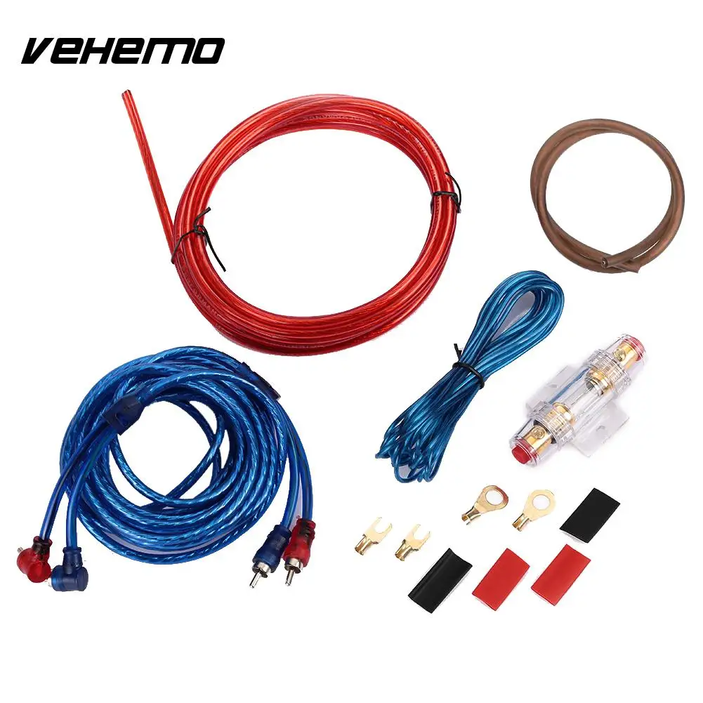 Дешевый Vehemo 1500 Вт Провод Комплект кабелей автомобильный усилитель Установка Наборы усилитель Кабель сабвуферный подключения усилителя провода Car ...