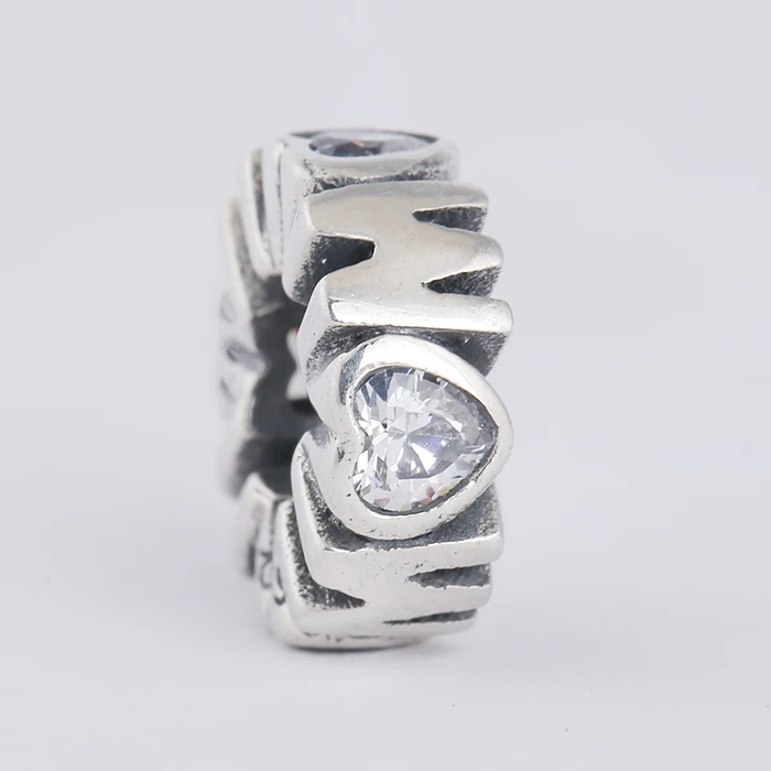 

Mother's day mum spacer beads with heart cz 925 sterling silver Suitable for Brand Style Charm Bracelets & Necklaces