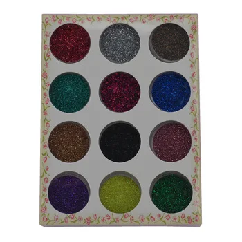 Beauty 12 Color/ Set Metal Glitter Nail Art Tool Kit Acrylic UV Powder Dust gem Polish Nail Tools + Free Shipping