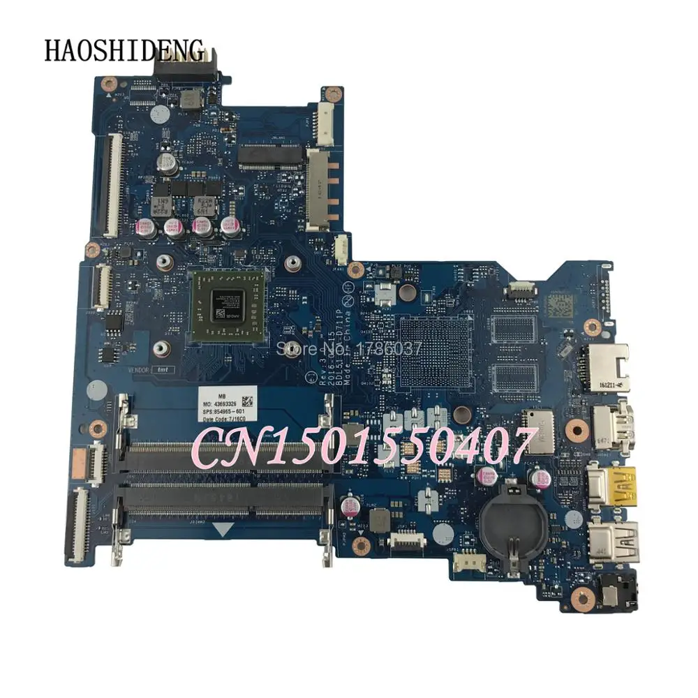 HAOSHIDENG 854965-601 854965-501 854965-001 mainboard for HP Notebook 15-BA 15-AY laptop motherboard LA-D711P with A6-7310 HAOSHIDENG 854965-601 854965-501 854965-001 mainboard for HP Notebook 15-BA 15-AY laptop motherboard LA-D711P with A6-7310