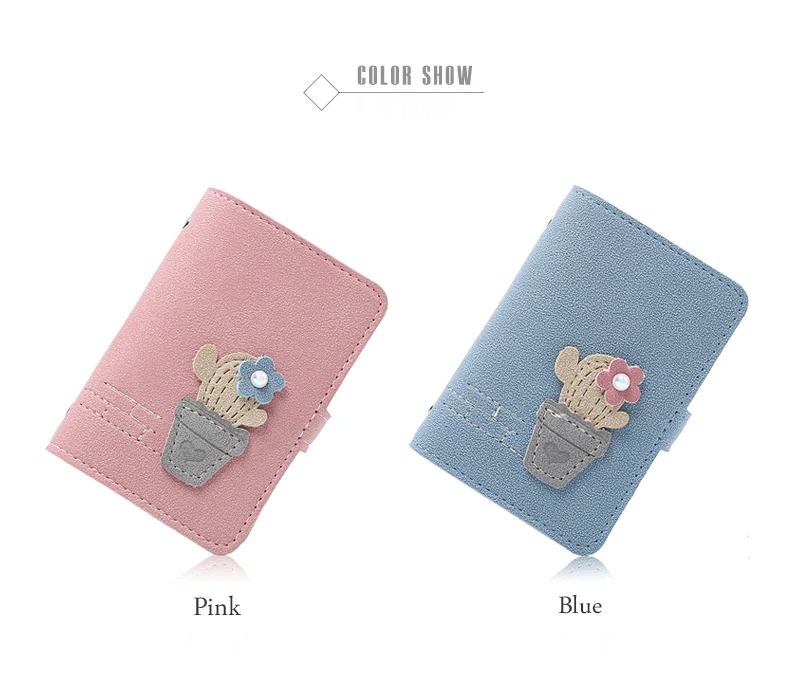 Cute Cactus Function 24 Bits Card Holder Case Bag New Top Matte Leather Women Girl Business Credit ID Passport Cover Card Wallet